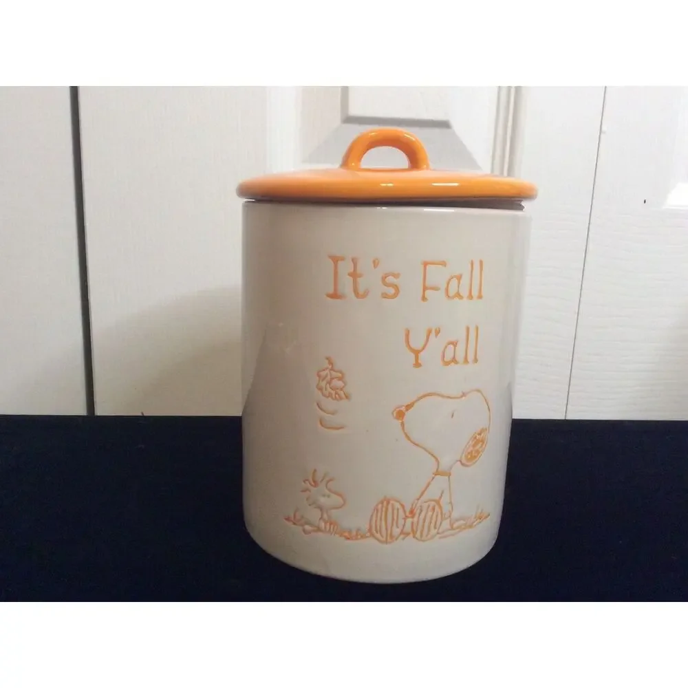 Peanuts Autumn Yellow Lidded Ceramic Canister It’s Fall Y’all